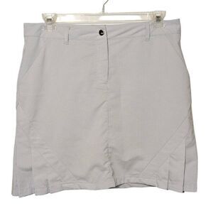 NVO by Lanctot Women's‎ Gingham Plaid Side Hem Pleats Flat Front Skort Gray Size